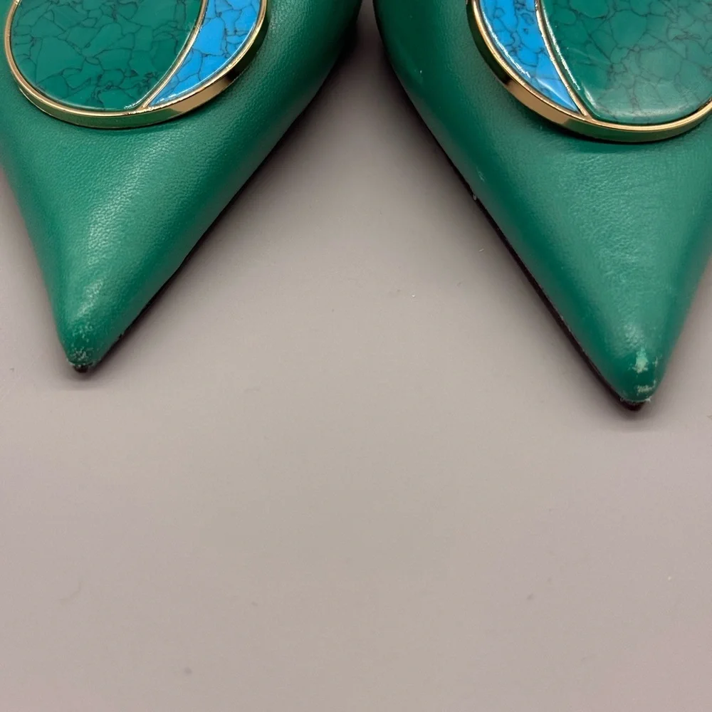 Zara Green Sling Back Heels - Picture 3 of 11